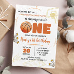 Basketball 1e verjaardag Uitnodiging tot sport<br><div class="desc">Onze basketbaluitnodiging is de perfecte manier om vrienden en familie uit te nodigen voor je feest. Het ontwerp kenmerkt een sportthema, met overvloed van ruimte voor alle belangrijke details zoals de datum, de tijd, en de plaats van de partij. Het is perfect voor elke leeftijd, geslacht en thema van het...</div>