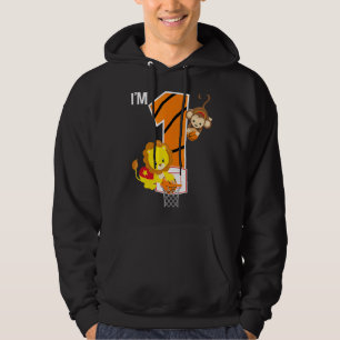 Basketball 1st Birthday Lion Monkey Zoo Anim Hoodie