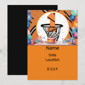 Basketball 1st Birthday met nummer in mini-hoepel Kaart (Voorkant / Achterkant)