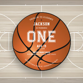 Basketball 1st Birthday Unieke Ronde Uitnodiging