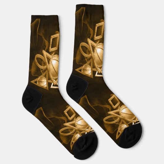 Basketball 3D abstract goud Sokken (Rechts)