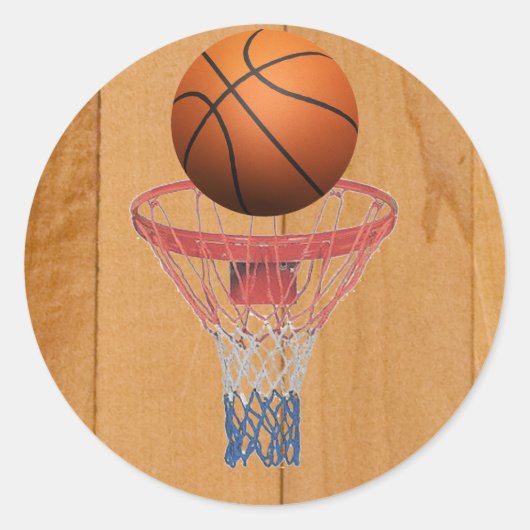 Basketball - 3D-effect Ronde Sticker (Voorkant)