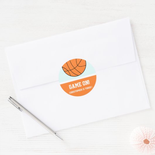 Basketball 3rd Birthday Ronde Sticker (Envelop)