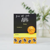 Basketball 50th Birthday Hallo 50 Save the Date Briefkaart (Staand voorkant)