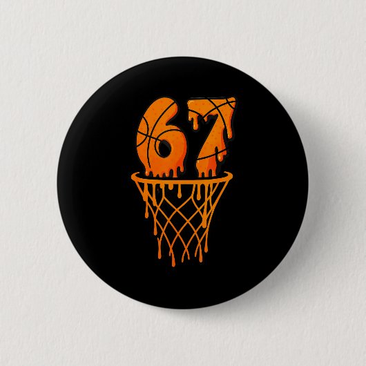 Basketball 67 Meme Funny Six Seven Gen Alpha Drip Ronde Button 5,7 Cm (Voorkant)