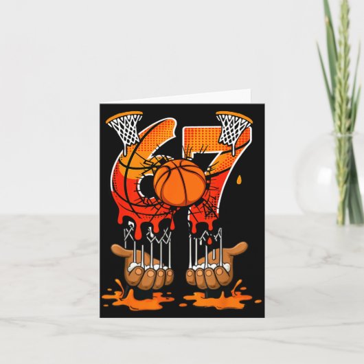 Basketball 67 Six Seven 6 7 Boys Funny Gen Alpha M Kaart (Voorkant)