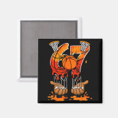 Basketball 67 Six Seven 6 7 Boys Funny Gen Alpha M Magneet (Voorkant / Achterkant)