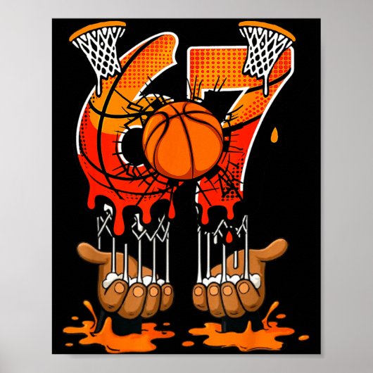 Basketball 67 Six Seven 6 7 Boys Funny Gen Alpha M Poster (Voorkant)