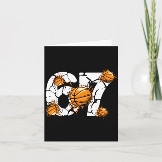 Basketball 67 Six Seven 6 7 Kids Funny Gen Alpha M Kaart (Voorkant)