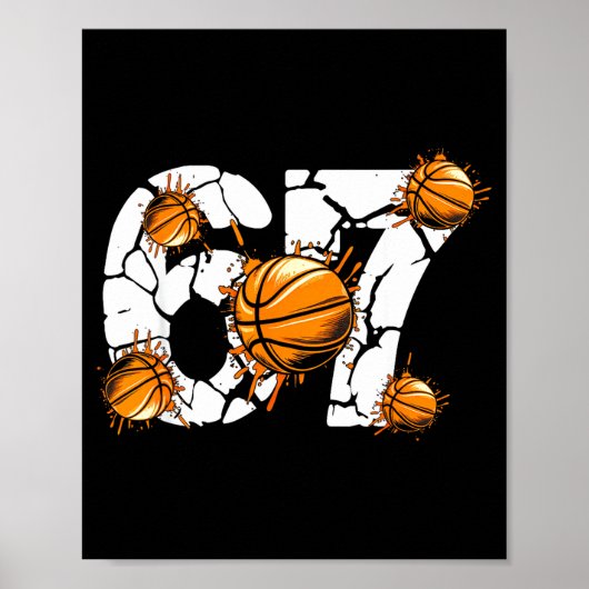 Basketball 67 Six Seven 6 7 Kids Funny Gen Alpha M Poster (Voorkant)