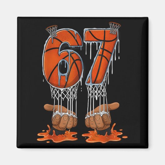 Basketball 67 Six Seven Funny Gen Alpha Meme Drip  Magneet (Voorkant)
