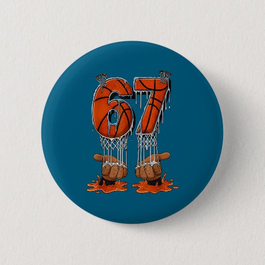 Basketball 67 Six Seven Funny Gen Alpha Meme Drip  Ronde Button 5,7 Cm (Voorkant)