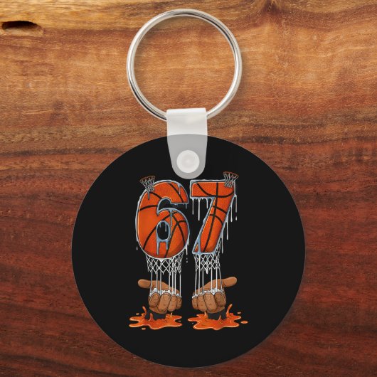 Basketball 67 Six Seven Funny Gen Alpha Meme Drip  Sleutelhanger (Voorkant)