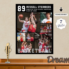 Basketball 7 Photo Collage Poster