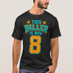 Basketball 8 jaar oud Kind 8e verjaardag voor jong T-shirt