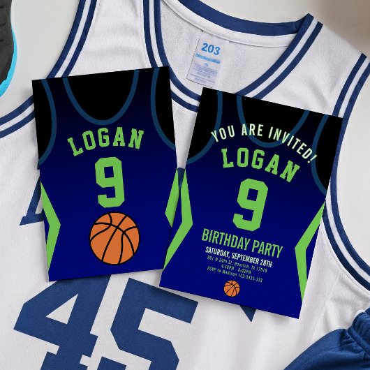 Basketball 9 Birthday Invitation Kaart