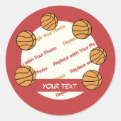 Basketball AANPASSEN — Foto- en tekstStickers Ronde Sticker (Voorkant)