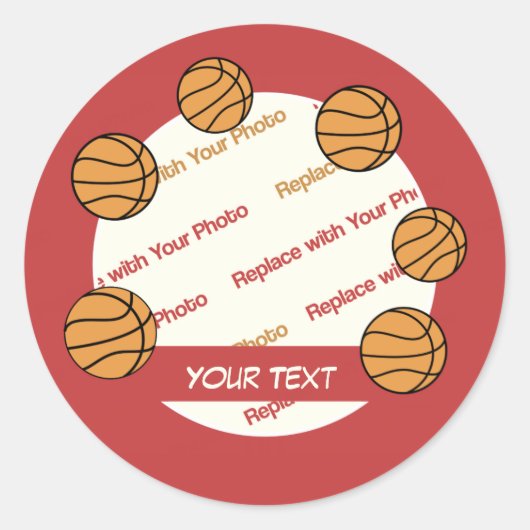 Basketball AANPASSEN — Foto- en tekstStickers Ronde Sticker (Voorkant)