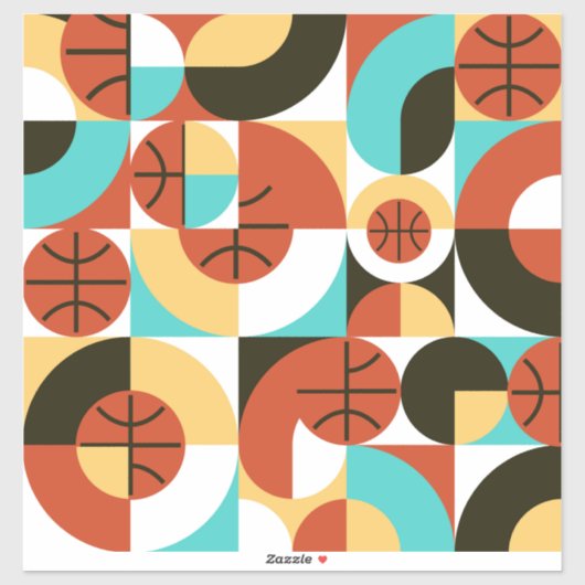 Basketball Abstracte geometrische kunst Sticker (Vel)