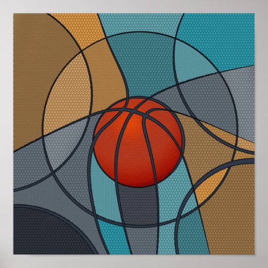 Basketball Abstracte kunstsamenstelling Poster (Voorkant)