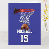 Basketball Add Your Name & Number Pop Art Kaart (Gele Bloem)