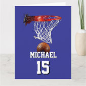 Basketball Add Your Name & Number Pop Art Kaart (Voorkant)