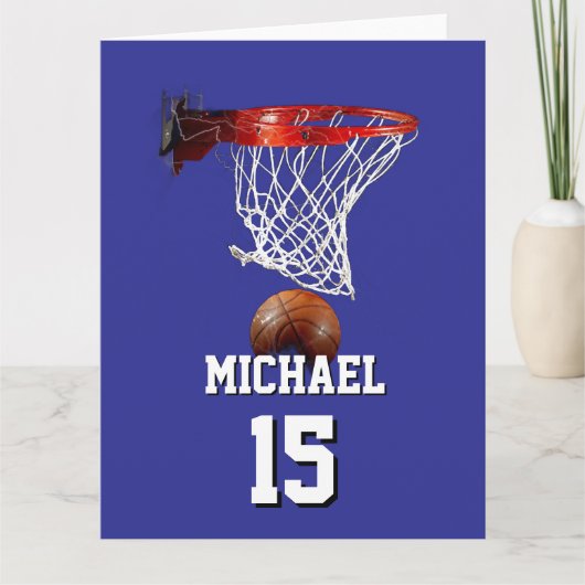 Basketball Add Your Name & Number Pop Art Kaart (Voorkant)