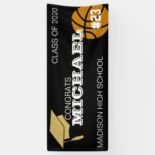 Basketball Afstuderen Banner Sign (Verticaal)