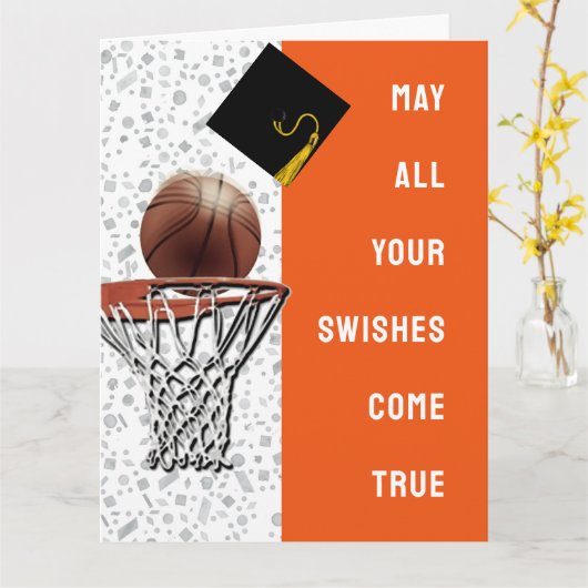 Basketball Afstuderen Card Kaart (Gele Bloem)