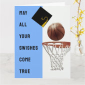 Basketball Afstuderen Card Kaart (Gele Bloem)
