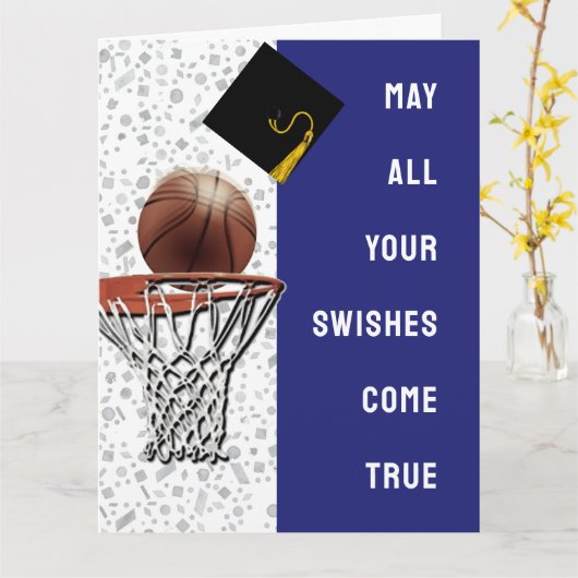 Basketball Afstuderen Card Kaart (Gele Bloem)