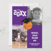 Basketball Afstuderen Sport Paarse aankondiging (Voorkant)