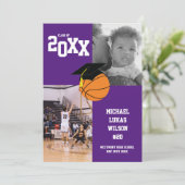 Basketball Afstuderen Sport Paarse aankondiging (Staand voorkant)