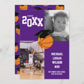 Basketball Afstuderen Sport Paarse aankondiging (Voorkant / Achterkant)