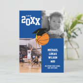 Basketball Afstuderen Sportblauw Aankondiging (Staand voorkant)