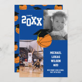 Basketball Afstuderen Sportblauw Aankondiging (Voorkant / Achterkant)