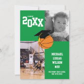 Basketball Afstuderen Sportgroene aankondiging (Voorkant)