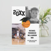 Basketball Afstuderen Sports Black and White Kaart (Staand voorkant)