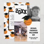 Basketball Afstuderen Sports Black and White Kaart (Voorkant / Achterkant)