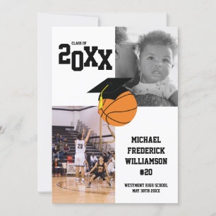 Basketball Afstuderen Sports Black and White Kaart