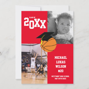 Basketball Afstuderen Sports Red kondiging Kaart