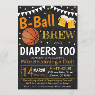 Basketball and Beer Baby shower Invite Kaart