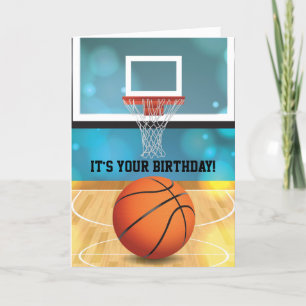 Basketball and Court Design Birthday Kaart