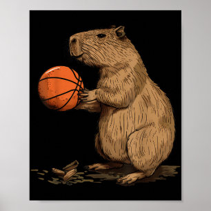 Basketball Animal Art Basketbal liefhebber Capybar Poster