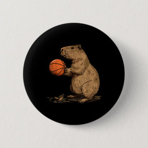 Basketball Animal Art Basketbal liefhebber Capybar Ronde Button 5,7 Cm