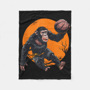 Basketball Animal Art Basketbal Liefhebber Monkey Fleece Deken