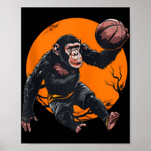 Basketball Animal Art Basketbal Liefhebber Monkey Poster
