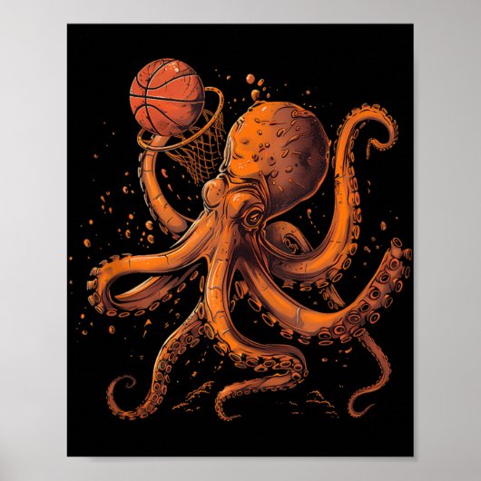 Basketball Animal Art Octopus Basketball Lover Dra Poster (Voorkant)