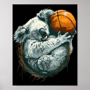 Basketball Animal Art Tekening Koala Basketbal Pla Poster