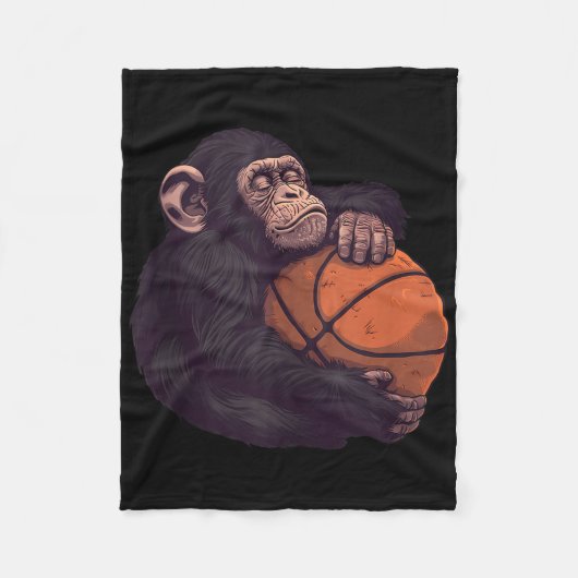 Basketball Animal Art Tekening Monkey Basketball P Fleece Deken (Voorkant)